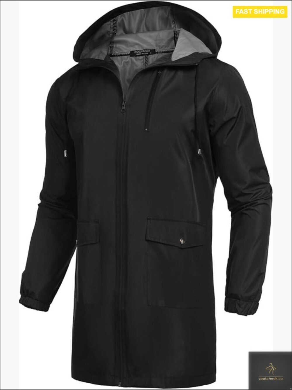 Long Raincoat Lightweight Waterproof Jacket with Hood Outdoor Hiking Wear